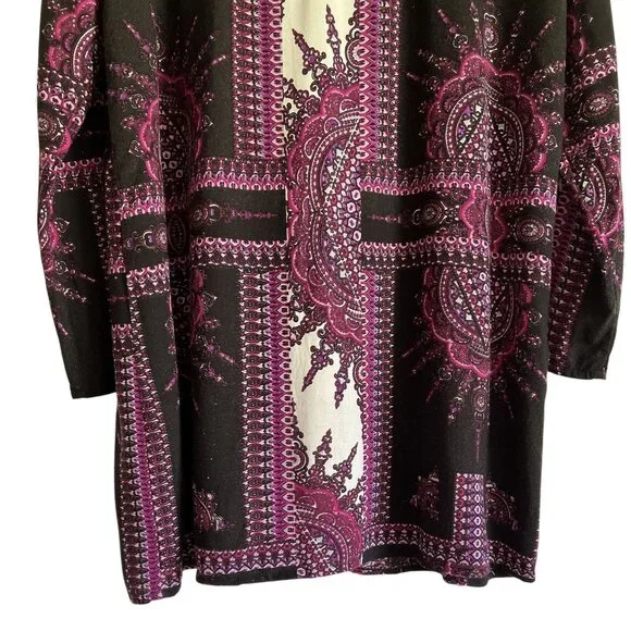 Minkpink X Urban Outfitters Long Sleeve Boho Tunic Dress L Pink Black - Picture 3 of 7
